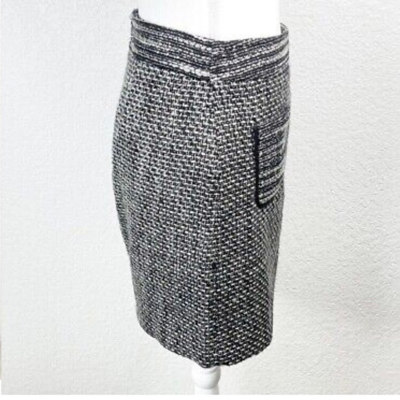 NWT-Loft Black Grey Tweed Pockets Zipper Pencil Skirt- Petite 0P - Picture 5 of 10